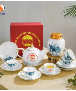 Bộ Ấm Trà Ngọc Liên In Logo Đại Hội Mặt Trận Tổ Quốc Việt Nam