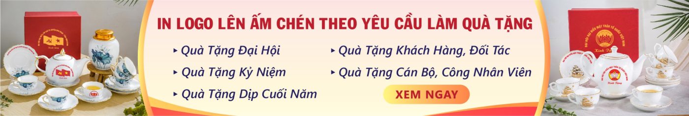 Banner Ấm Chén In Logo Xưởng Gốm Sứ Việt