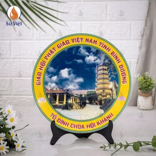 Đĩa Sứ In Logo Giáo Hội Phật Giáo Quà Cúng Dường Chùa