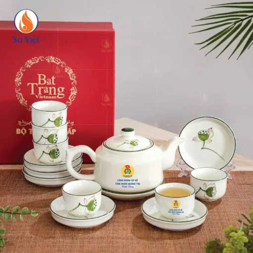 Ấm Chén Uống Trà In Logo Công Đoàn Tỉnh Quảng Trị