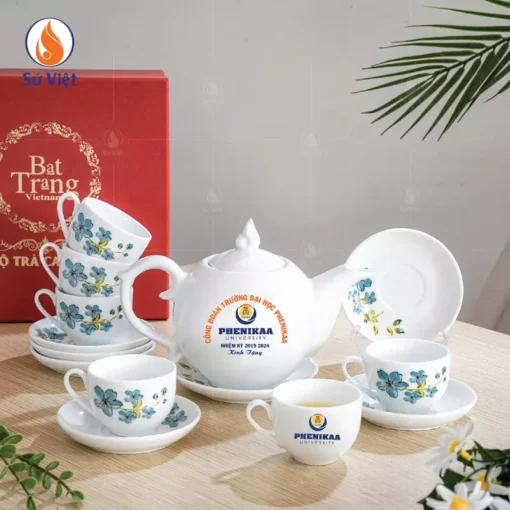 Bộ Ấm Chén In Logo Công Đoàn Trường Đại Học Phenikaa