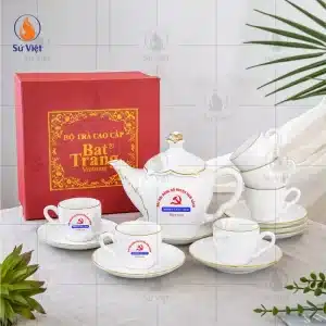 Bộ Ấm Trà In Logo Quà Đại Hội Đảng Bộ Huyện Nam Sách