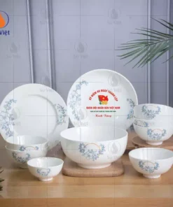 bộ bát đĩa in chữ quà kỷ niệm thành lập quân đội nhân dân