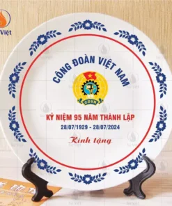 Đĩa sứ in logo quà kỷ niệm ngày thành lập công đoàn