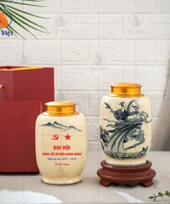 hũ đừng trà in logo quà tặng đại hộ đại biểu đảng bộ