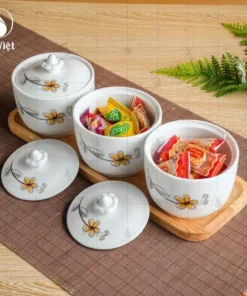 Hũ mứt tết hoa vàng Bát Tràng