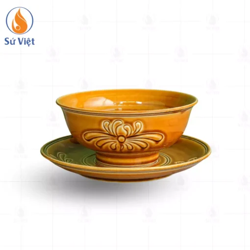Bát Phở Men Hoàng Thổ Vẽ Hoa Cúc