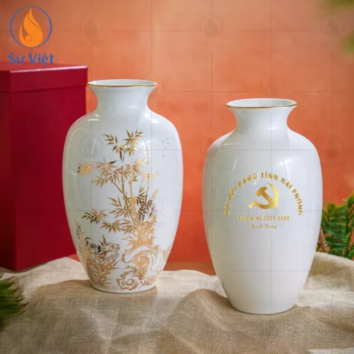 bình hoa in logo đại hội Đảng tỉnh Hải Phòng
