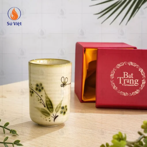 Cốc Sứ Bát Tràng Không Quai Chuồn Tre