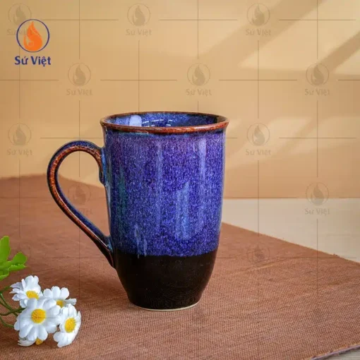 Cốc Sứ Hỏa Biến Dáng Cao Có Quai