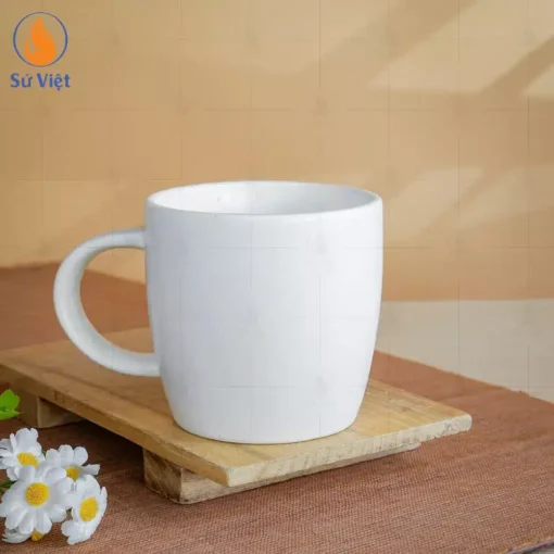 Cốc sứ trắng trơn Bát Tràng dáng lùn