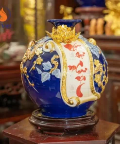 bình hút lộc dát vàng vạn sự như ý màu xanh dương