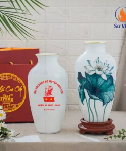 lọ hoa in chữ quà tặng đại hội đảng bộ huyện nghi lộc