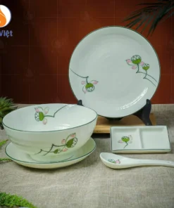 Tô Phở Sâu Men Kem Vẽ Nhụy Sen