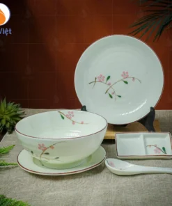 Tô Phở Men Kem Vẽ Hoa Đào Hồng