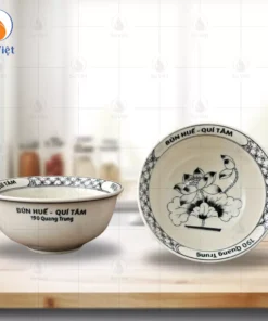 Tô Phở Sâu Vẽ Hoa Sen In Logo Bún Huế