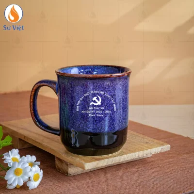 ly cốc sứ hỏa biến in logo Đảng Tây Ninh