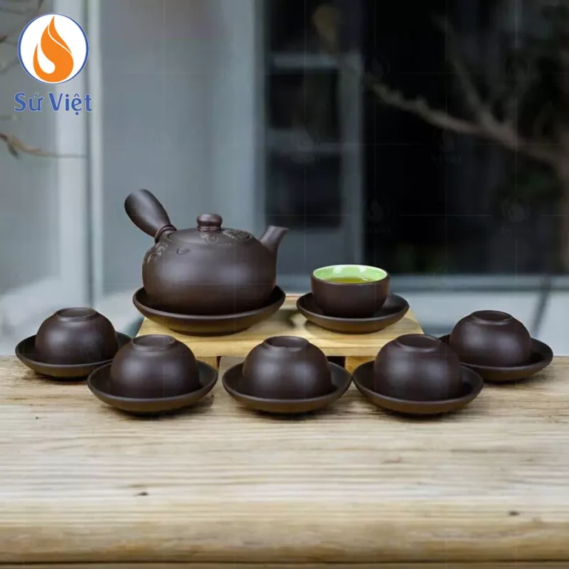 ấm trà tử sa quai ngang