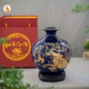 Bình gốm men xanh họa tiết Công Đào kẻ vàng kim