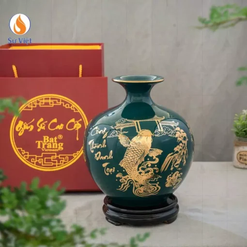 Bình hút lộc Công thành danh toại men xanh lá
