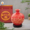 Bình hút lộc Bát Tràng họa tiết Mã đáo thành công men đỏ kẻ vàng kim