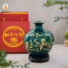 Bình hút lộc men xanh họa tiết Mã đáo thành công vẽ vàng kim