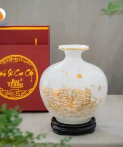Bình hút lộc Bát Tràng in họa tiết Thuận Buồm Xuôi Gió