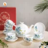 Bộ trà trắng họa tiết hoa đồng nội