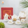 Bộ trà trắng dáng Minh Long họa tiết Thuận Buồm Xuôi Gió