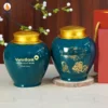 Hũ trà gốm men xanh in logo Vietinbank