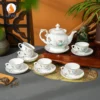 Bộ Ấm Chén Phú Quý Sen Nước Viền Vàng Kim