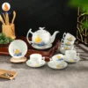 Bộ Ấm Chén Bưởi Cành Thuận Buồm Viền Vàng Kim