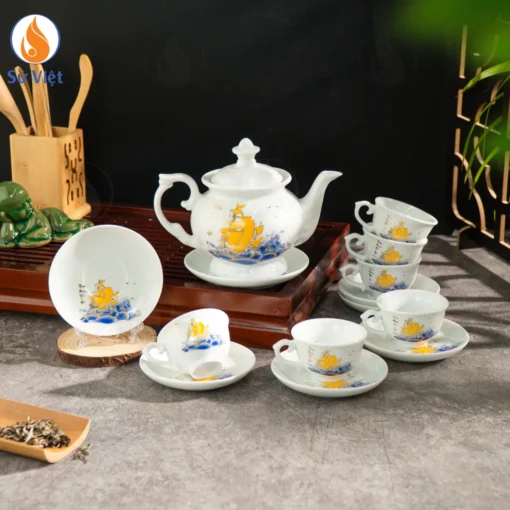Bộ Ấm Chén Phú Quý Thuận Buồm Viền