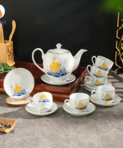 Bộ ấm chén thuận buồm xuôi gió bát tràng dáng minh long