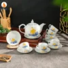 Bộ Ấm Chén Bưởi Lửa Thuận Buồm Viền Vàng Kim