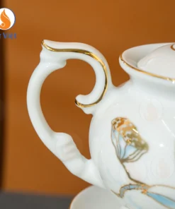 Bộ Ấm Chén Phú Quý Sen Nước Viền Vàng Kim