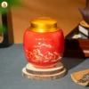 Hũ Trà Mã Đáo Thành Công Men Đỏ Vàng Kim