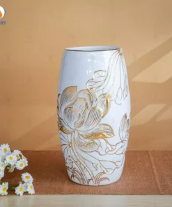 Bình Gốm Liên Hoa Vẽ Vàng Kim