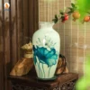 Bình Gốm Men Ngọc Sen Xanh