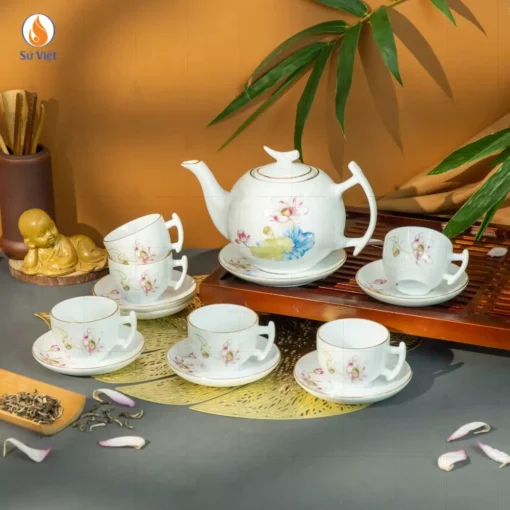 Bộ Trà Trắng Bưởi Cành Liên Hoa-