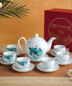 Bộ Trà Trắng Minh Long Sen Xanh