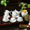 Bộ Ấm Chén Trắng Bưởi Lửa Liên Hoa
