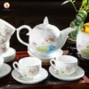 Bộ Ấm Chén Trắng Bưởi Lửa Liên Hoa