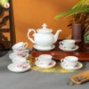 Bộ Ấm Chén Trắng Đài Các Hoa Ban