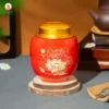 Hũ Trà Men Đỏ Liên Hoa Vàng Kim