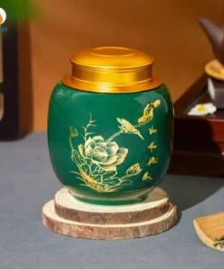 Lọ Trà Liên Hoa Phú Quý Men Xanh Lục