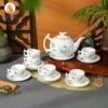 Bộ Ấm Chén Cành Hoa Sen Nước Kẻ Vàng