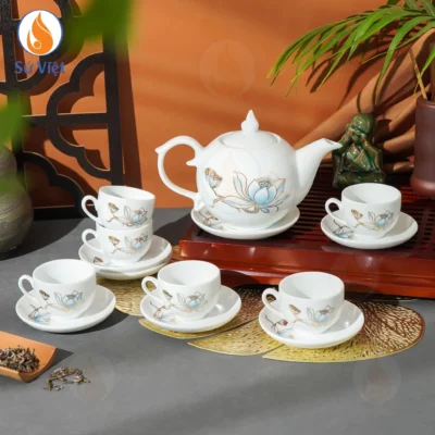 Bộ Ấm Chén Bưởi Lửa Sen Nước