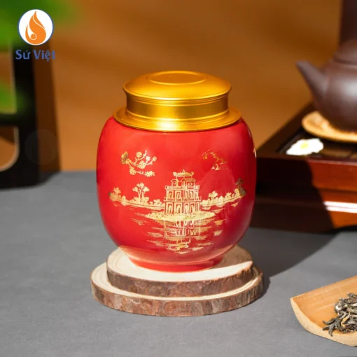 Hũ Trà Men Đỏ Hồ Gươm