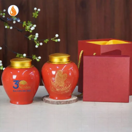 Lọ Chè Cá Rồng In Logo Kỷ Niệm 30 Năm Bảo Hiểm Bảo Việt